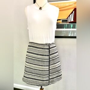 New Eight Sixty Anthropologie Texture Knit Zipper Mini Skirt Black Cream M